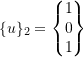 Rendered by QuickLaTeX.com \begin{equation*} \{u\}_{2} = \begin{Bmatrix} 1 \\ 0 \\ 1 \\ \end{Bmatrix} \end{equation*}
