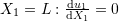 X_1=L:\frac{\mathrm{d}u_1}{\mathrm{d}X_1}=0