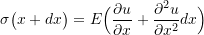 \begin{equation*}\sigma\bigl(x + dx\bigr) = E\Bigl(\frac{\partial u}{\partial x} + \ensuremath{\frac{\partial^2 u}{\partial x^2}} dx \Bigr)\end{equation*}