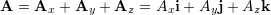 Rendered by QuickLaTeX.com \bold A = \bold A_x + \bold A_y + \bold A_z = A_x\bold i + A_y\bold j + A_z\bold k