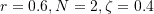 r = 0.6, N = 2, \zeta = 0.4